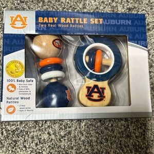 Auburn Baby Rattle Set two Real Wood Rattles - Blue & Orange